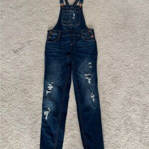Distressed Denim Overall Jeans